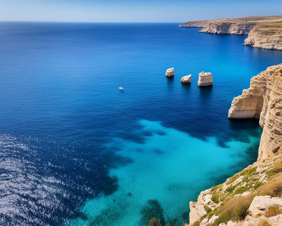 Het serene blauw van de Maltese wateren