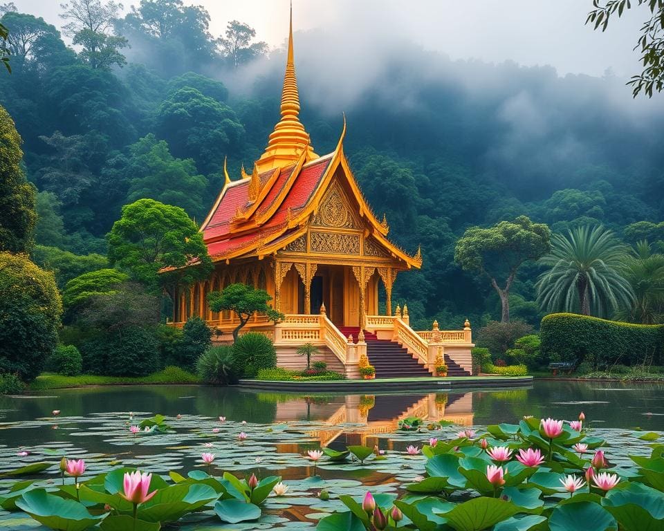 Serene natuur en spirituele sfeer in Thailandse tempels