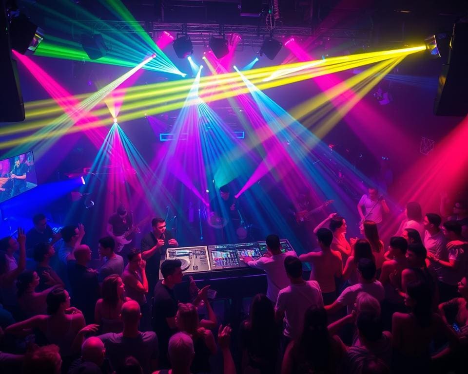 Discotheekfeest met een mix van house, techno en live muziek