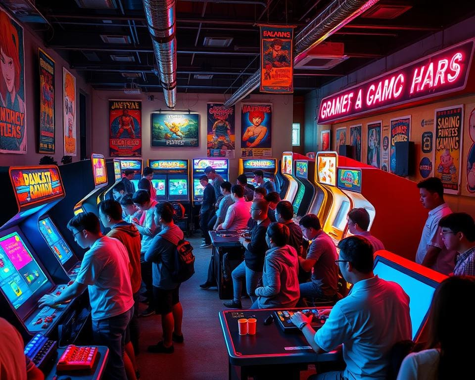 Game-event met spannende competities en retro arcade spellen