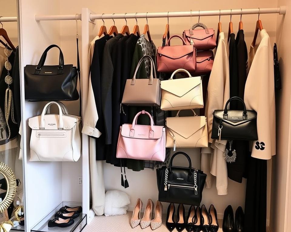 Mode accessoires en Balenciaga tassen in de garderobe