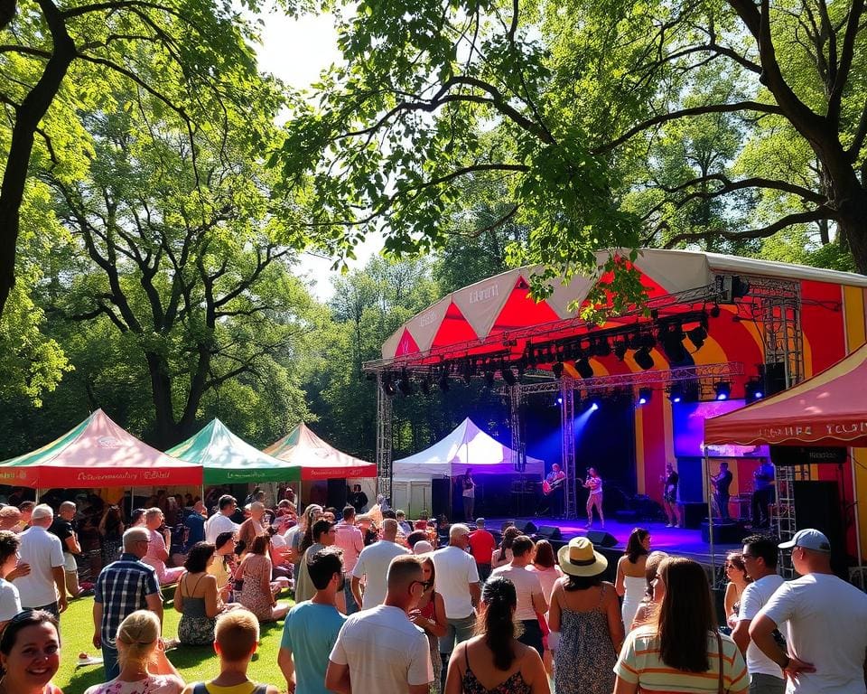 Muziekfestivals en theater in het park in Antwerpen