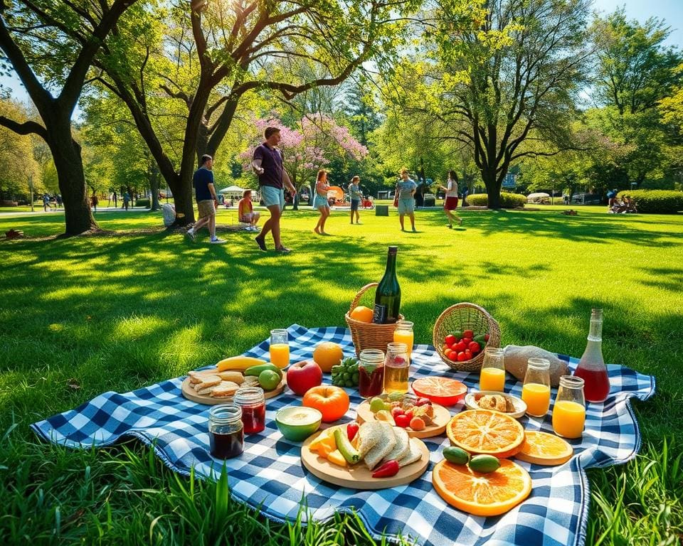 Parkmiddag met vrienden, spellen en een zomerse picknick