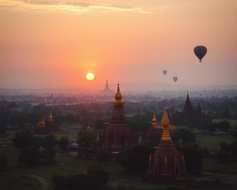 Reizen langs de oude tempels van Bagan, Myanmar