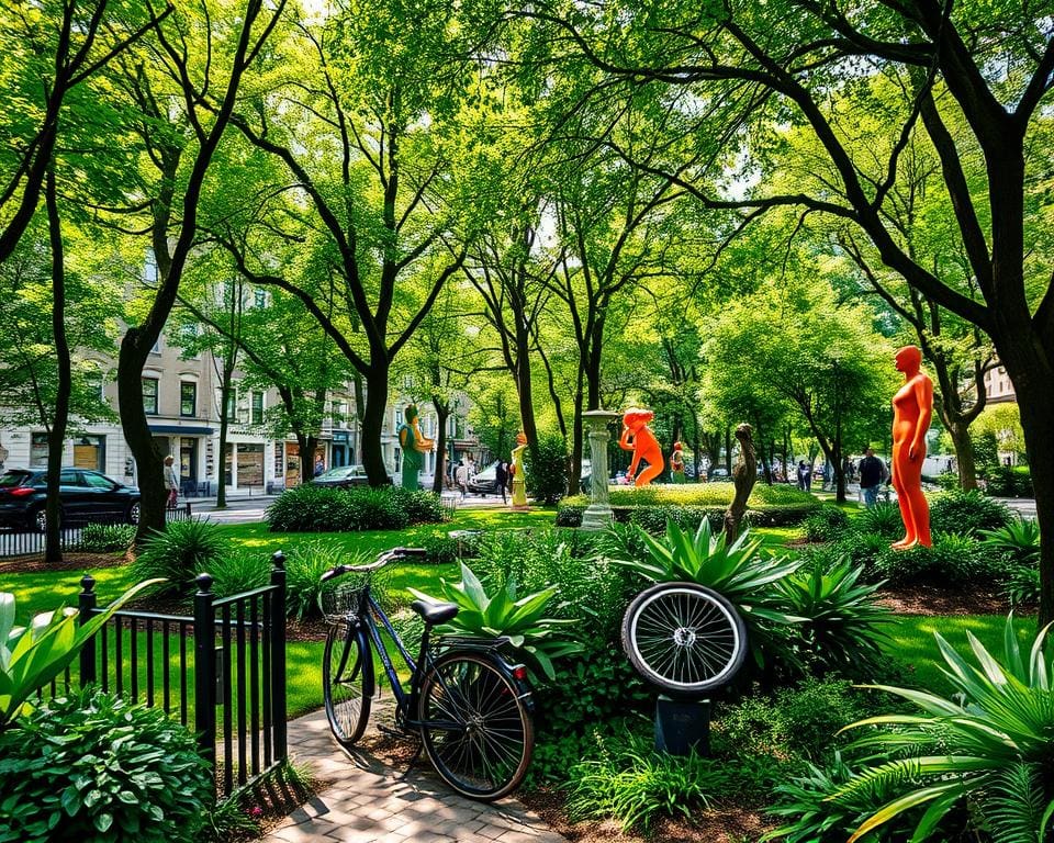 Stadsfietstocht langs parken en verborgen kunstwerken