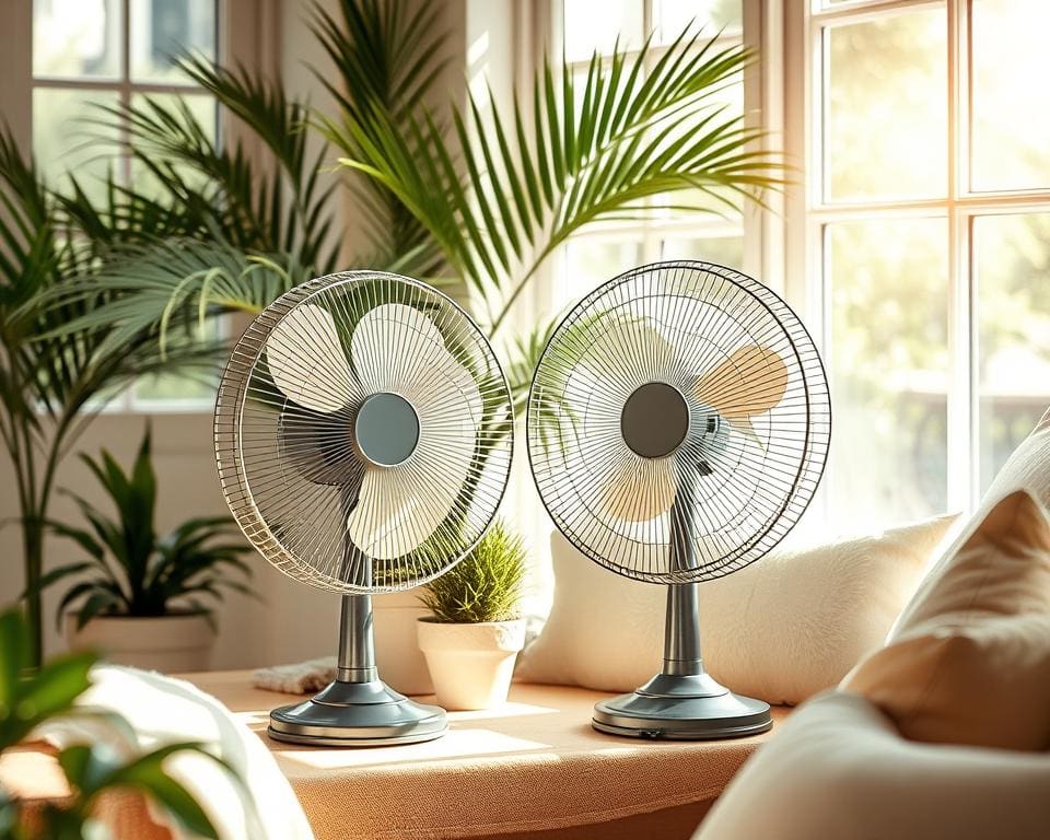 Tafelventilatoren die zorgen voor koelte tijdens warme dagen