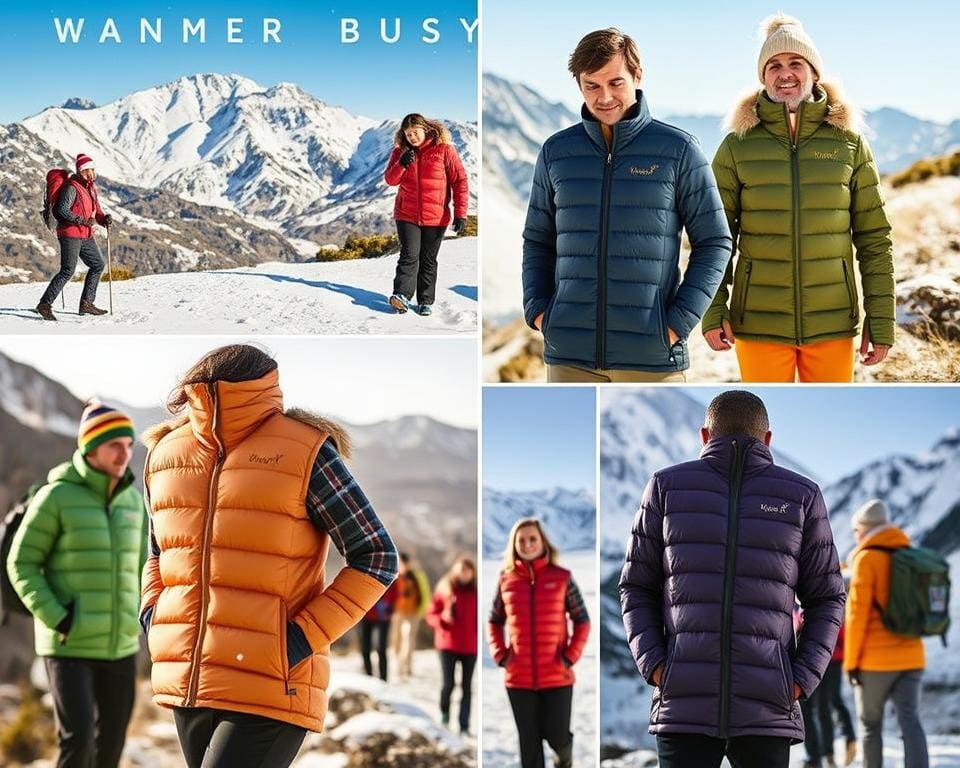 Warme donsbodywarmers voor outdoorplezier