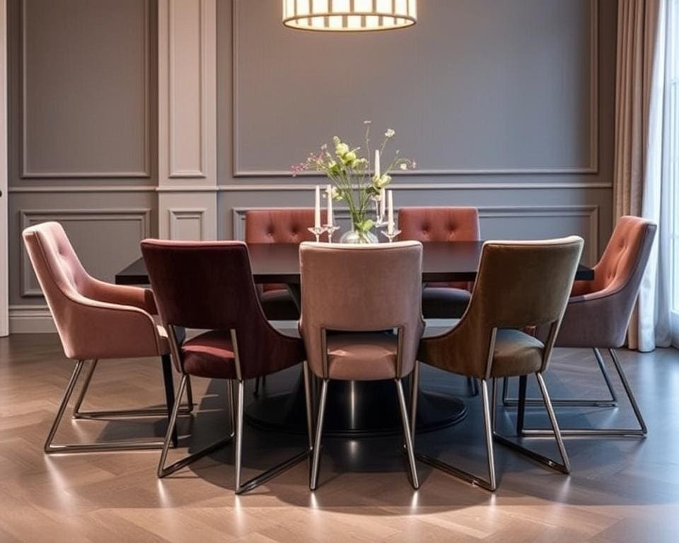 luxe eetkamerstoelen materialen