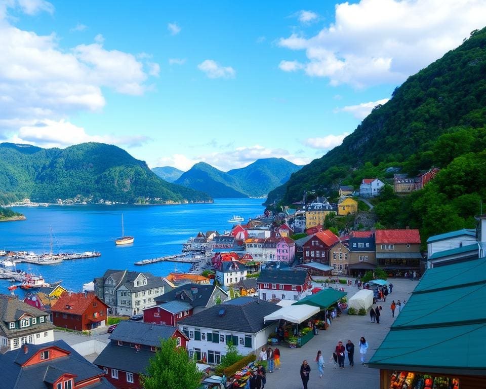 Bergen: fjorden en markten in het hart van Noorwegen