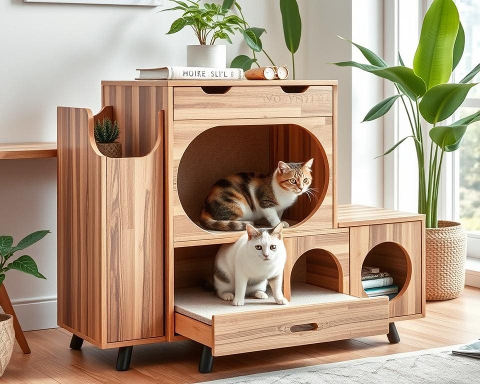 Kattenkrabmeubels met verborgen opbergruimte