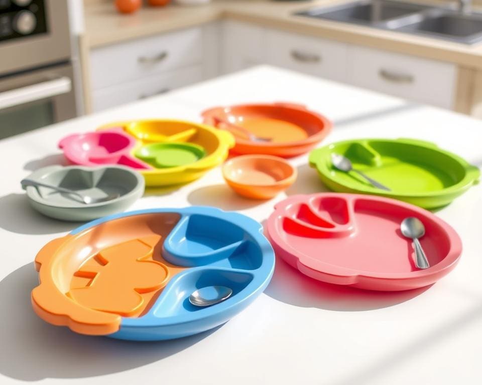 Kinderborden met een ingebouwde lepelhouder