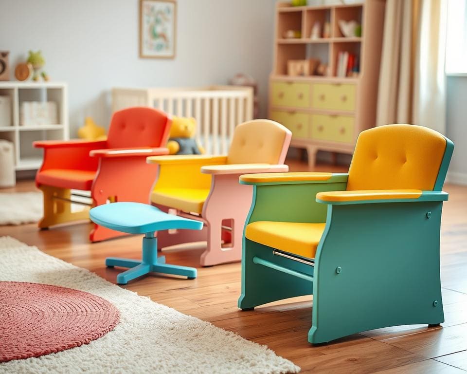 Kinderstoelen met een verstelbare voetsteun