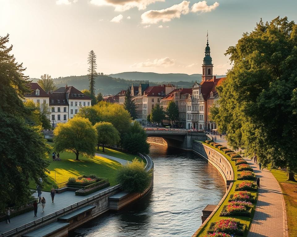 Ljubljana: groene pleinen en riviergezichten