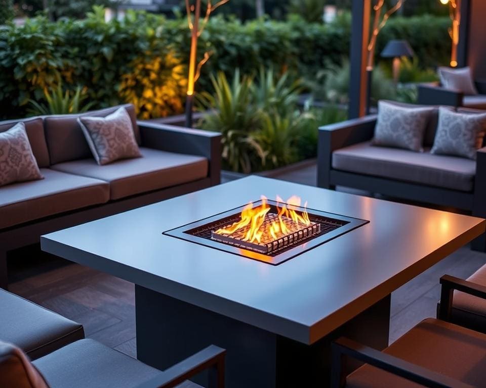 Moderne lounge-tafel met gasverwarming