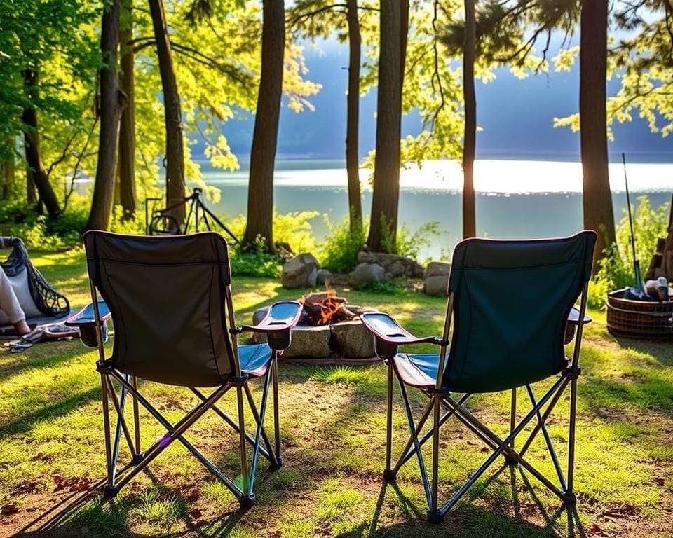 Opklapbare campingstoelen met bekerhouder