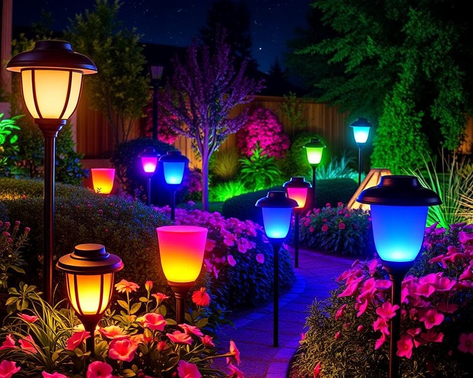 RGB tuinverlichting, verstelbare kleuren tuinlampen