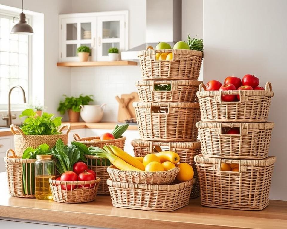 Stijlvolle manden voor in de keuken