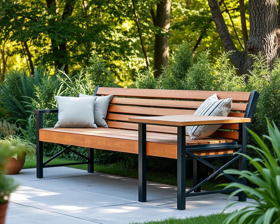 Tuinbank met geïntegreerde tafel