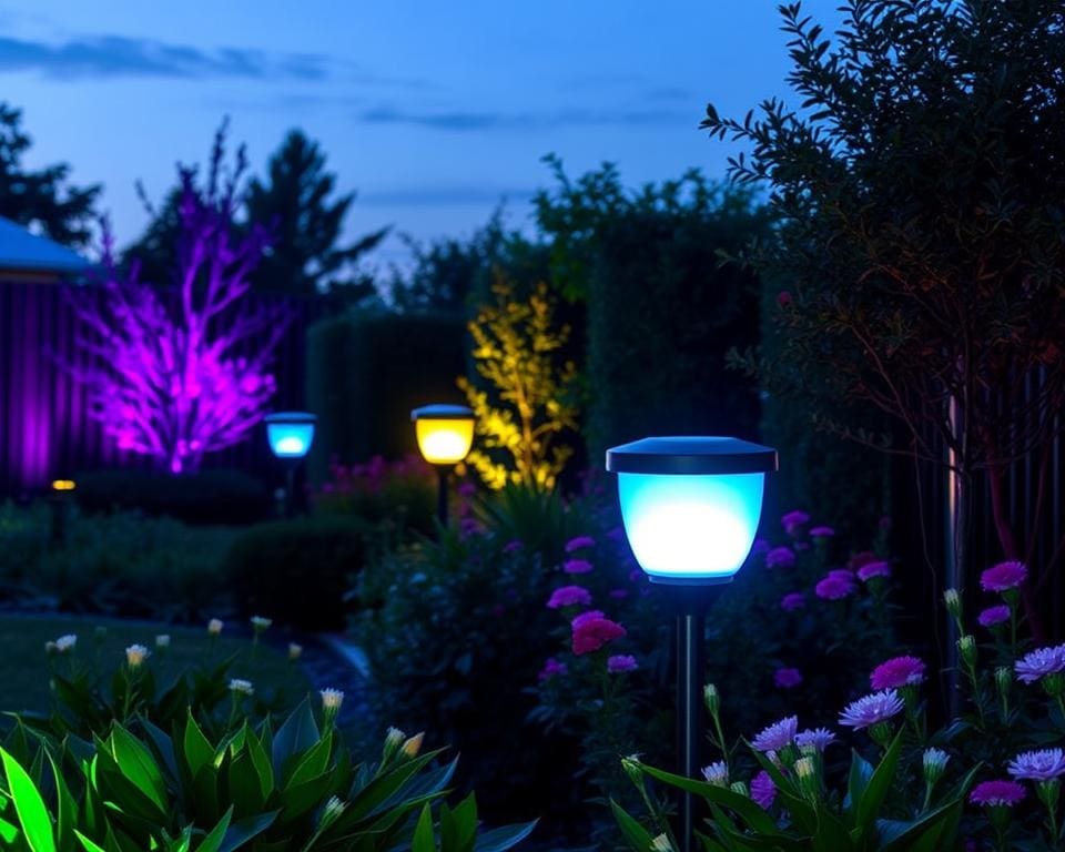 Tuinlampen met een instelbare kleurfunctie