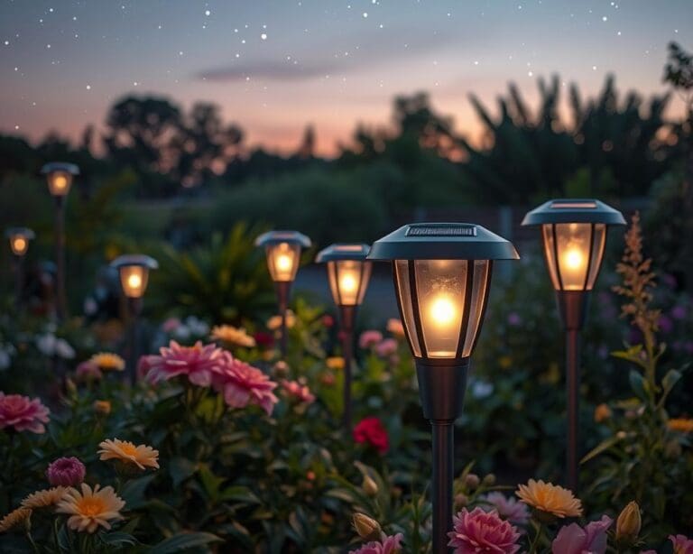 Tuinlampen met geïntegreerde zonnecellen