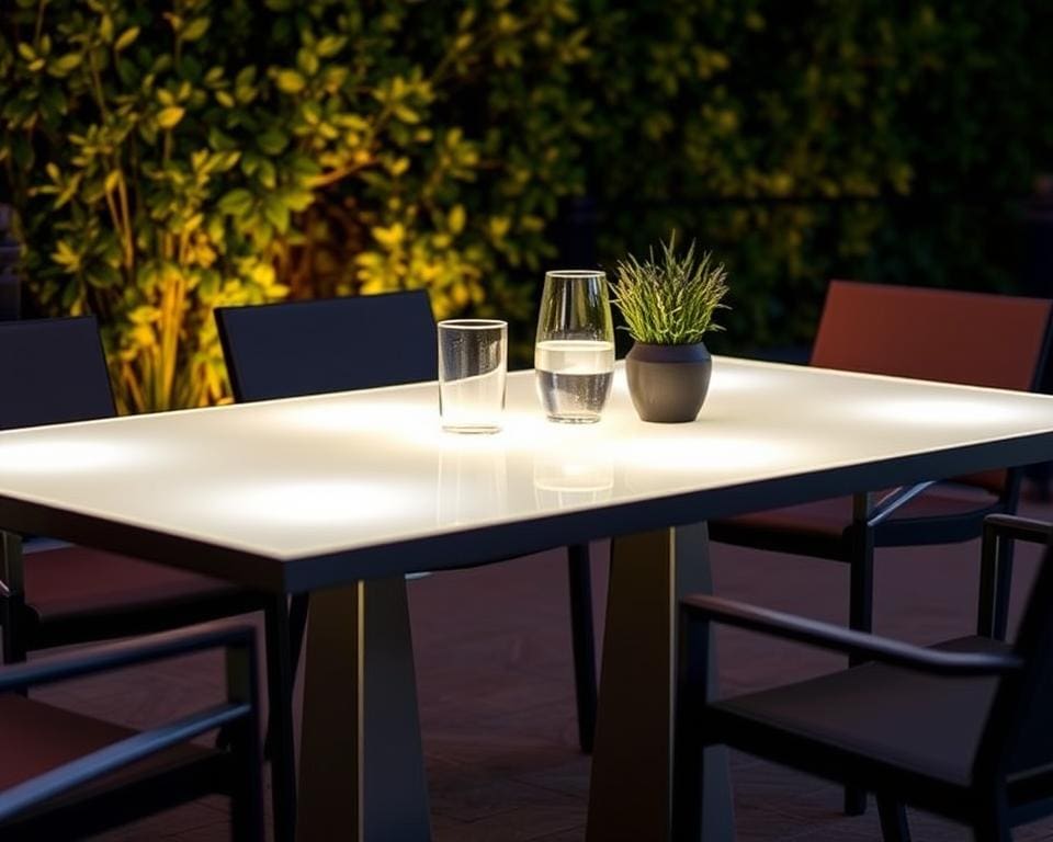 Tuintafels met een ingebouwde LED-lamp