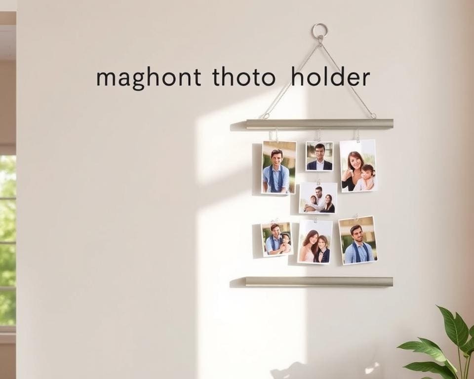 Wanddecoratie met een magnetische fotohouder