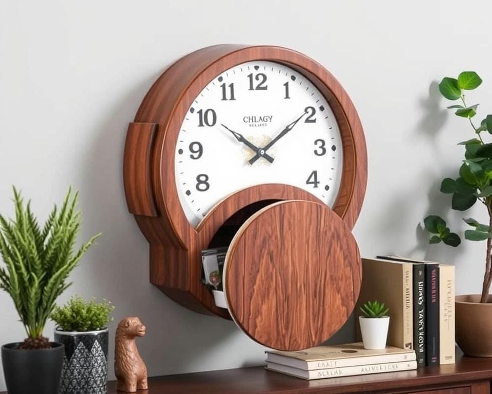 Wandklok met verborgen opbergruimte