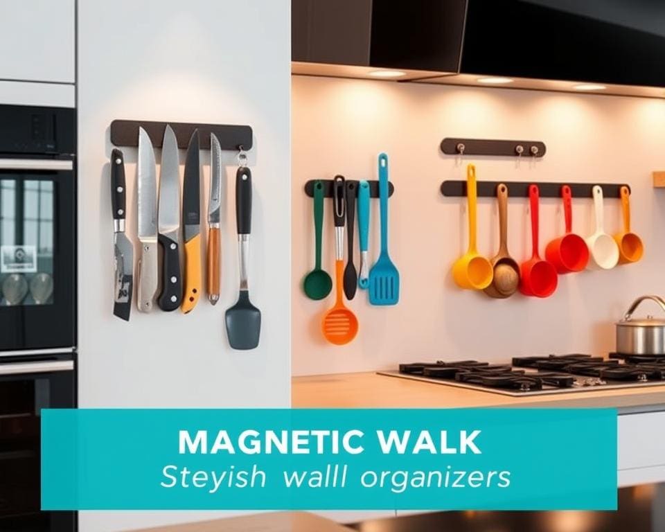 Wandorganizers met magneetstrips voor keukengerei