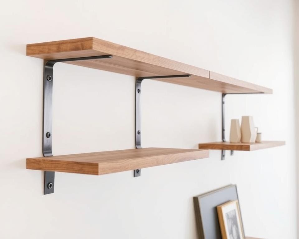 Wandplanken met een metalen beugelontwerp