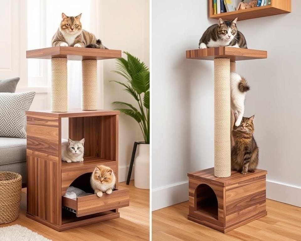 functionele kattenkrabpalen met opbergruimte
