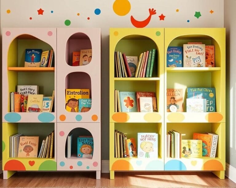Kinderboekenrekken met vrolijke patronen