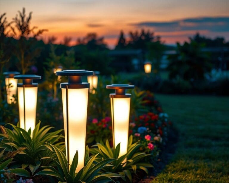 Tuinlampen met een ingebouwde zonnepaneel