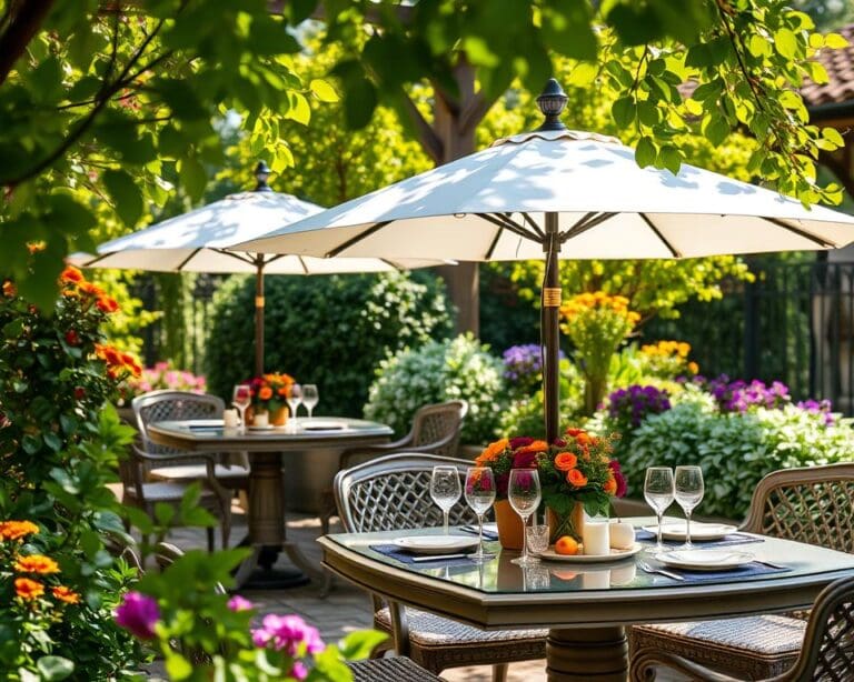 Tuintafels met ingebouwde parasolhouder