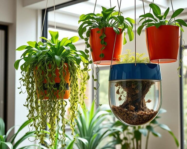 Hangende plantenpotten met wateropvangsysteem
