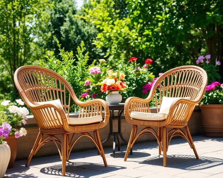 Rieten stoelen met een weerbestendige coating