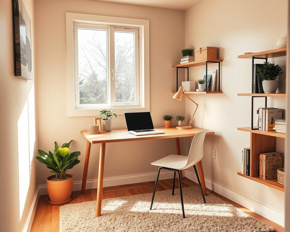 Wat is een praktische indeling voor een kleine werkkamer?