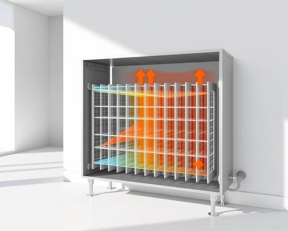 Hoe werkt de warmteverdeling bij een metalen radiator ombouw?