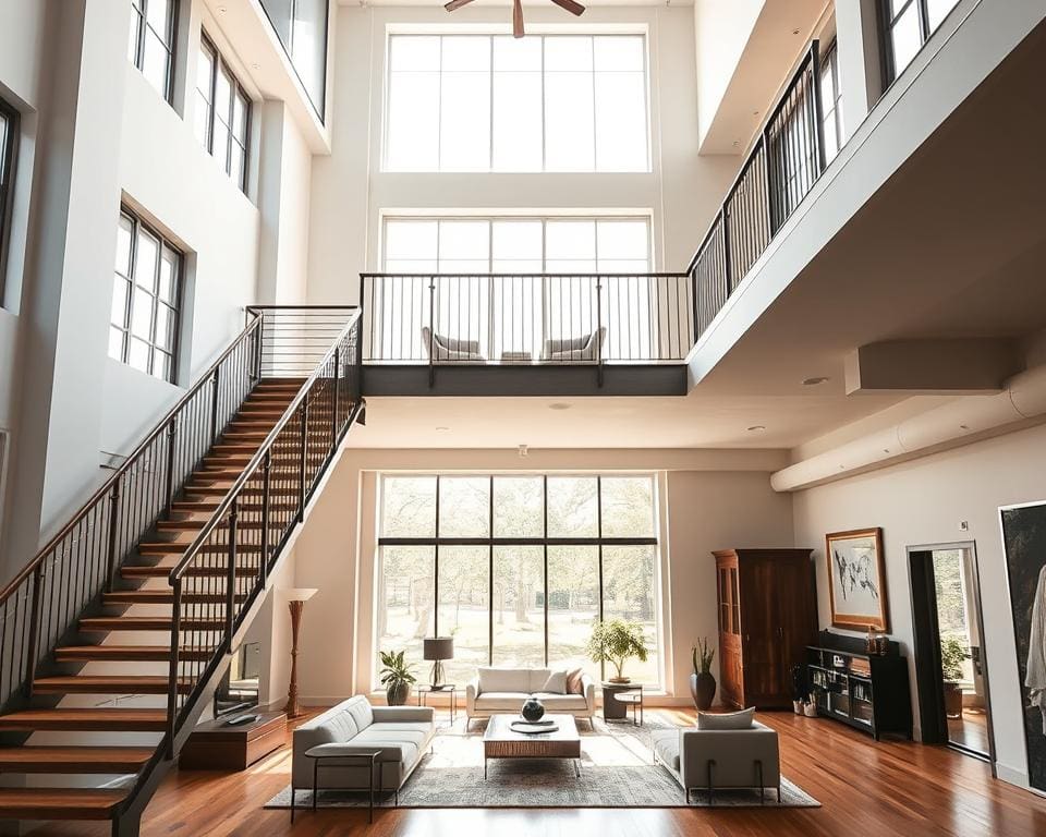 Open trappen verbinden verdiepingen in een loft