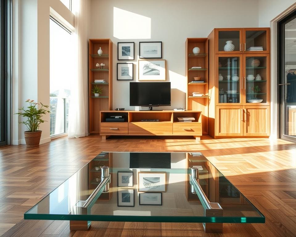 Op welke manier gebruik je glas naast hout?