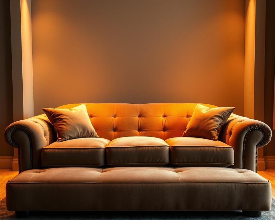 Op welke manier voelt een stoffen bank luxueus?