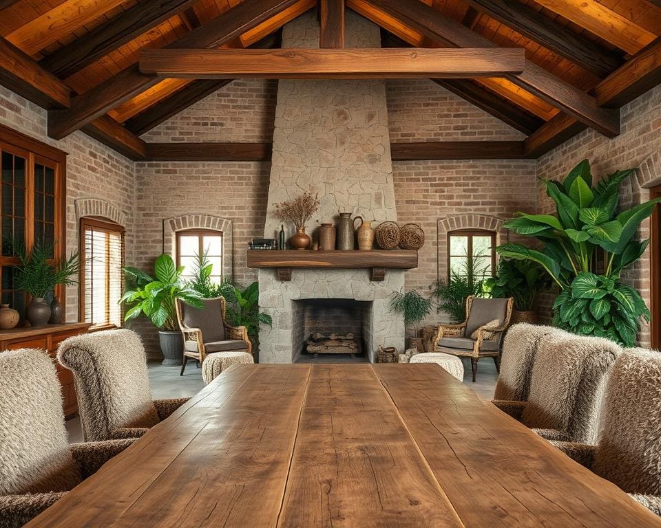 Welke materialen versterken een rustieke stijl?