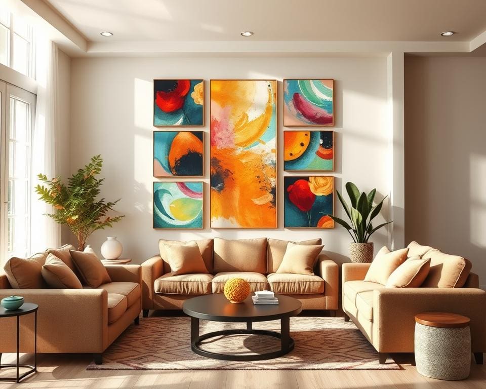 Wat zijn de beste kleuren voor schilderijen in de woonkamer?