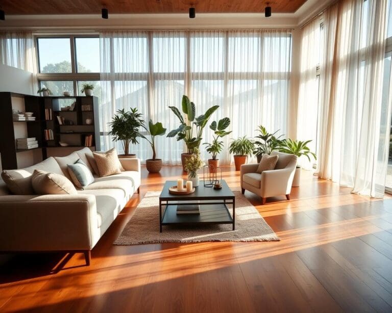 Hoe richt je een woonkamer met veel ramen in?