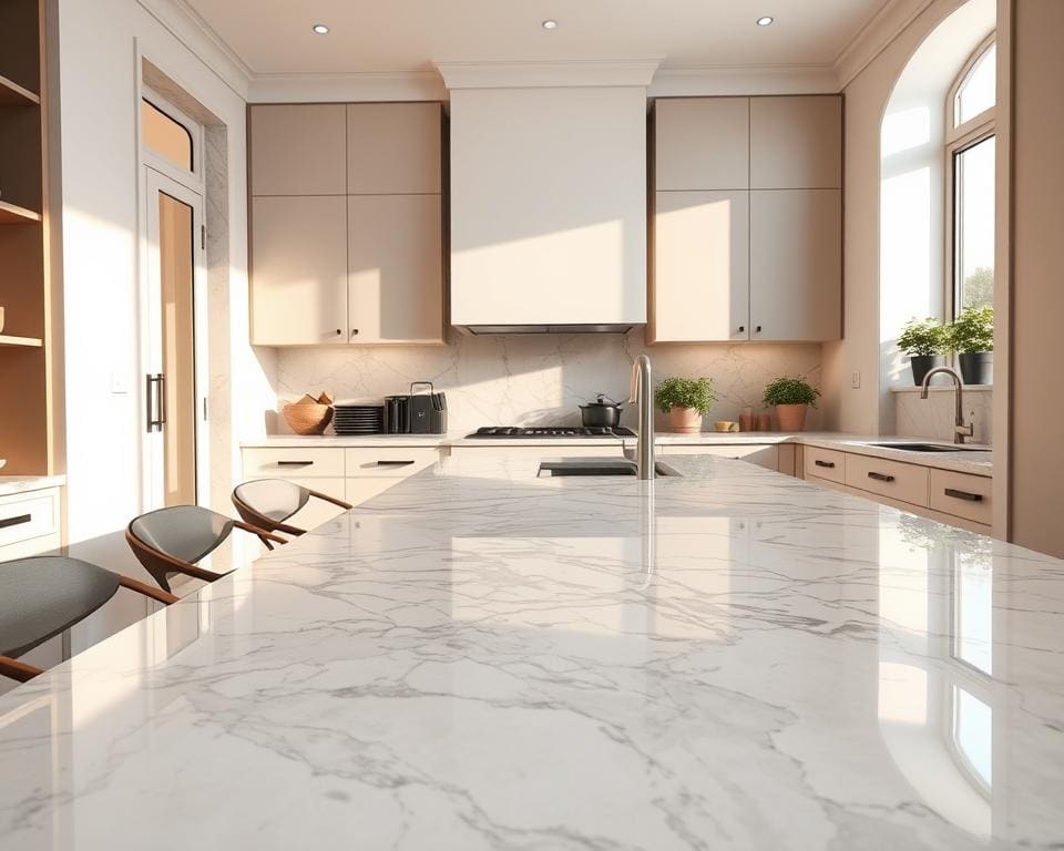 Wat maakt marmeraccenten populair in keukens?