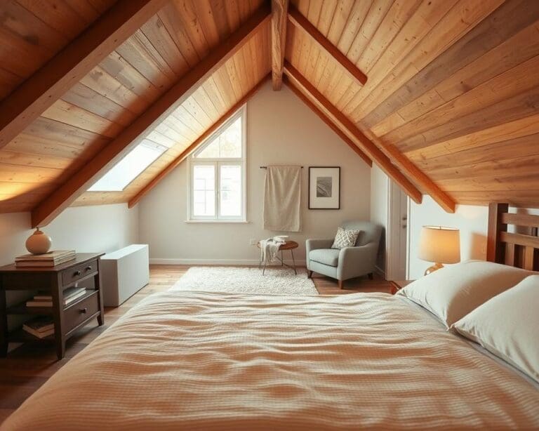 slaapkamer met schuine wanden